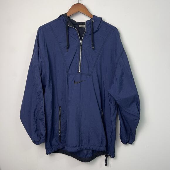 Nike Vintage 90s Windbreaker Pull Over Hoodie 1/2 Zip Blue Size XL - Picture 1 of 6